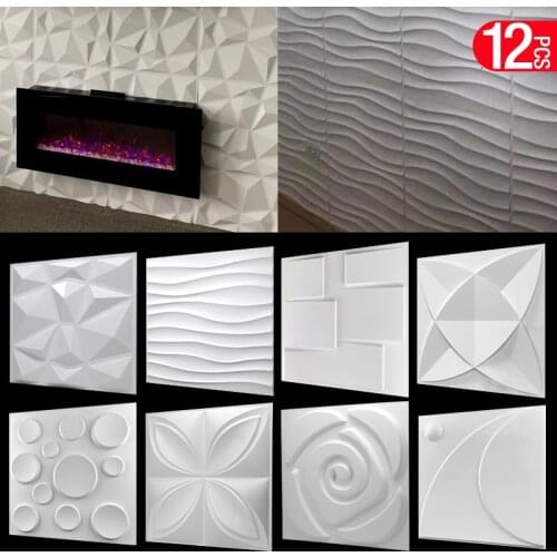 12 Pcs Decorative 3D Wall Panels in Diamond Design Matt White Wallpaper Mural Tile-Panel-Mold 3D wall stickers bathroom kitchen