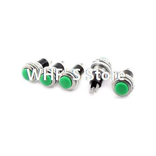 5pcs Green Button Momentary Metal Pushbutton Switch SPST AC125V 3A 250V 6A 10mm