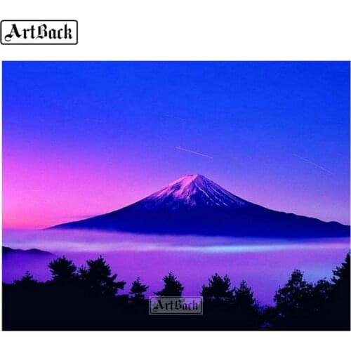 5d diy diamond painting landscape picture purple icon full square & round diamond art scene 3d diamond mosaic embroidery sticker