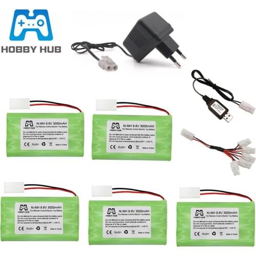 9.6V 3000mah Ni-MH Battery + 9.6v Charger For Rc toy Car train Gun AA 9.6v Rechargeable Battery Pack For RC Boats