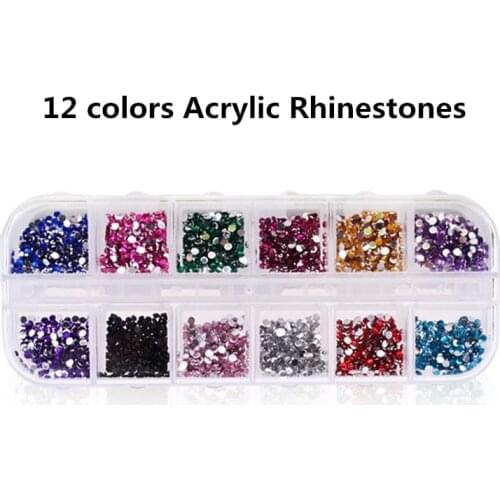 2500pcs 2mm Rhinestones Nails Accessoires Acrylic Round Colorful Glitters DIY Crystal Nail Art Decorations