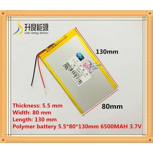 Free Shipping Tablet pc 5580130 3.7V 6500mAH (polymer lithium ion battery) Li-ion battery for tablet pc