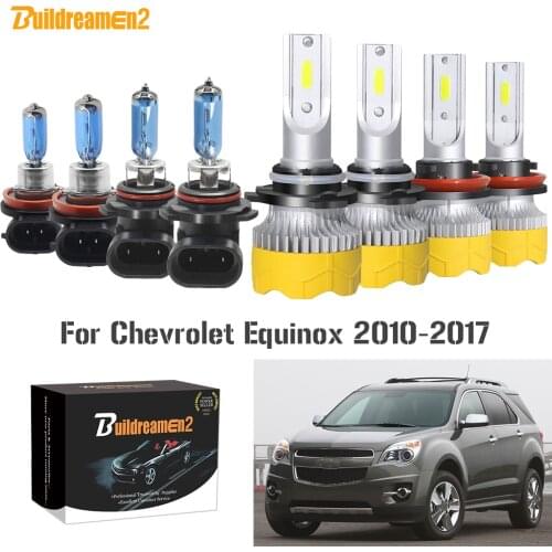 Buildreamen2 4 Pieces Car Headlight High Beam + Low Beam 9005 H11 LED Halogen Headlamp Light 12V For Chevrolet Equinox 2010-2017