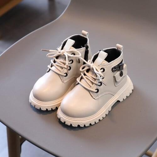 Children Casual Shoes Autumn Winter Martin Boots Boys Shoes Fashion Leather Soft Antislip Girls Boots 21-30 Sport Running Shoes