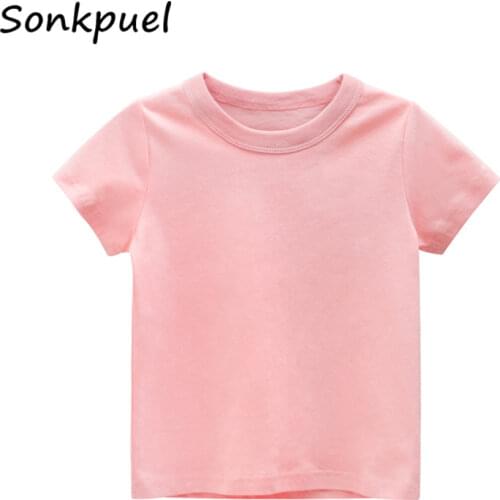Girl T-shirt Solid Cotton Short Sleeve Kids Tees Baby Boys Girls O-Neck Tops Pure Color T-shirts 2021 Summer Children Clothes