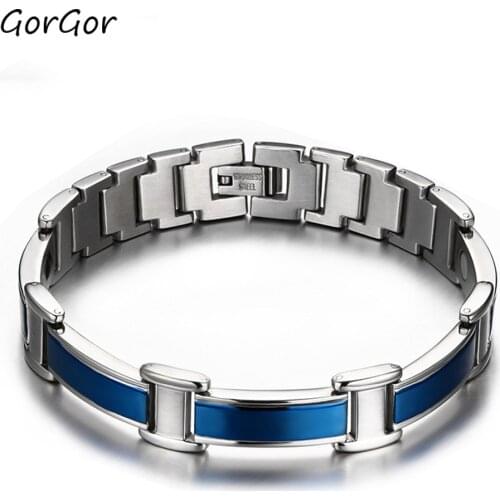 GorGor Bracelets Men Titanium Steel Blue Simplicity Classic Style Exquisite Small Special Popular Most Business Man SBRM-024