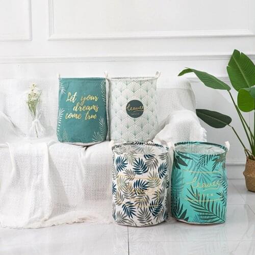 Ins Style Folding Laundry Basket Round Storage Bin Bag Large Hamper Collapsible Clothes Toy Holder Bucket Organizer