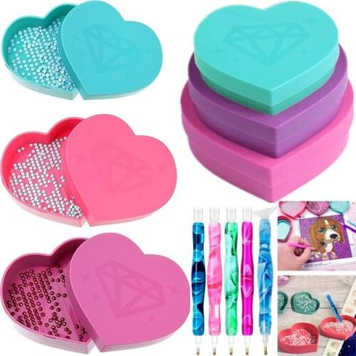 5D Diamond Painting Tool Heart-Shaped Drill Diamond Tray Box Diamond Embroidery Accessories Large Capacity Tray Drill Plate Tray