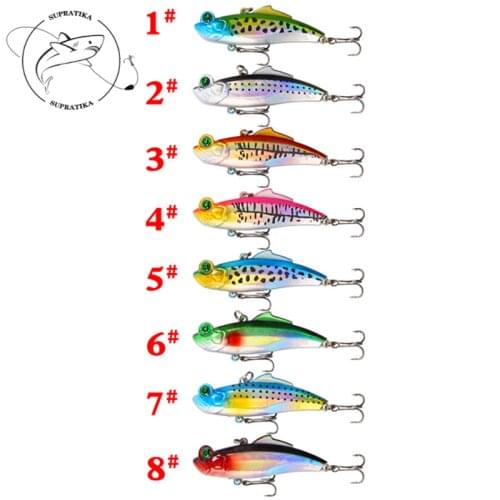 8pcs/set 6.5CM/12.5G Artificial Vib Reflective Mirror With Ringing Beads Plastic Hard Bait 3D Eyes Fishing Lures Outdoor Fishing