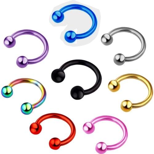 1PC Stainless Steel Nose Ring Piercing Punk Style Horseshoe Circular Ring Nipple Eyebrow Lip Nose Piercing Body Jewelry