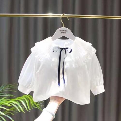 Girl Suit 2021 New Three-Quarter Sleeve Baby Girl Cute Spring Foreign Style Korean Denim Skirt Childrens Shirt Two-Piece Trend