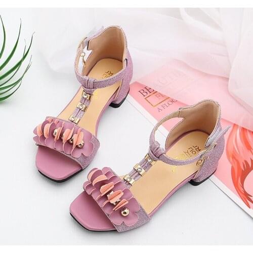 Little girl summer children high-heeled sandals 2020 fashion flower children princess shoes 3 4 5 6 7 8 9 10 11 12 years