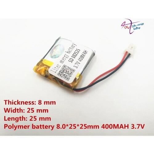 XH2.0 3.7V 802525 MP3 MP4 MP5 battery polymer lithium battery GPS battery 400MAH