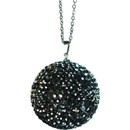 For Rhinestone Ball Full Drilling Metal Chain Car Pendants Auto Rearview Mirror Hanging Ornaments Car Styling Accessories