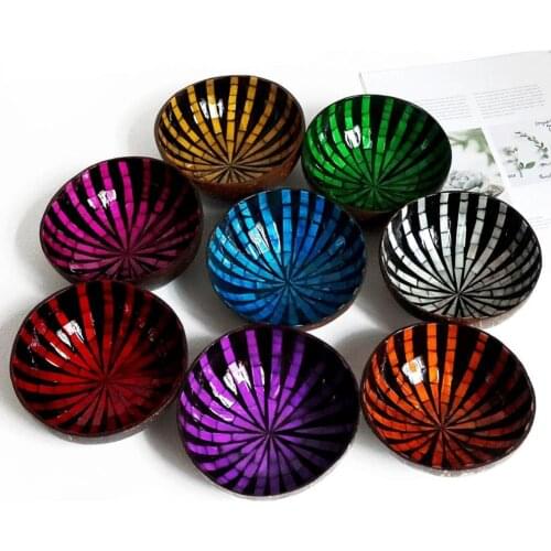 Multicolor Coconut Shell Bowl Soup Salad Noodles Rice Fruit Container Handicraft