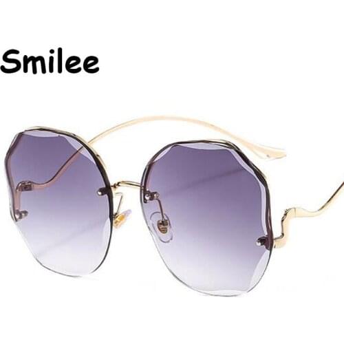 2020 Fashion Sunglasses Women Designer Rimless Gradient Round Sun Glasses Shades Cutting Lens Ladies Metal Eyeglasses UV400