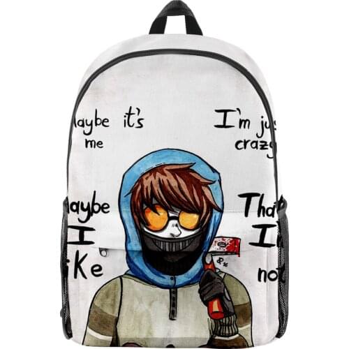 WAWNI Creepypasta 3D Merch Fashion Oxford Cloth Shoulder Backpack Printed Multi Zipper Pack Casual Girls Student School Bag