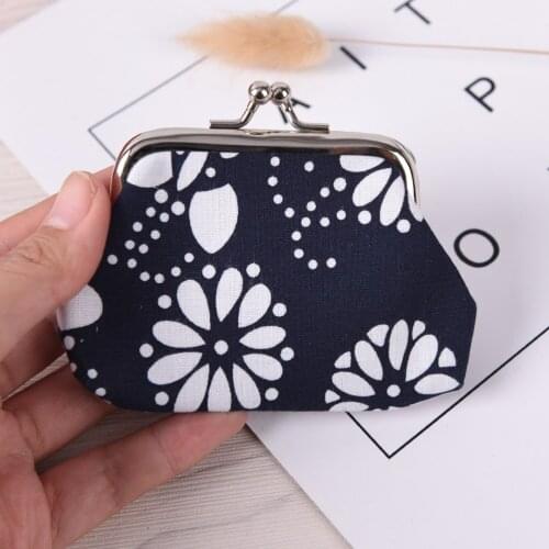 Fashion Women Coin Purse Flower Printing Lady Change Purse Womens Purse Ladys Money Bag Hasp Coin Purse Random Color