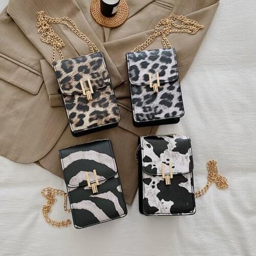 Fashion PU Leather Shoulder Bag Women Animal Pattern Mobile Phone Pouch Female Small Messenger Purse