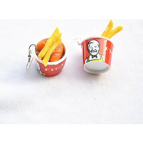 Creative Simulation Grilled Chicken and Chips Irregular Drop Earrings for Women Girl Funny Lovely Childlike Food Dangle Earrings