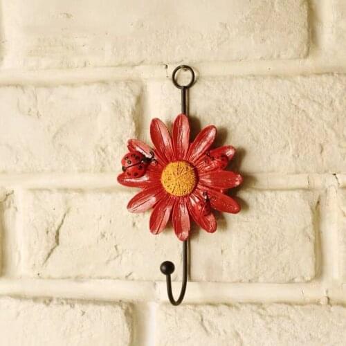 2021 New Creative Flower Garden Wall Metal Art Decor Metal Work Wall Hooks Hanger Decorative Hook