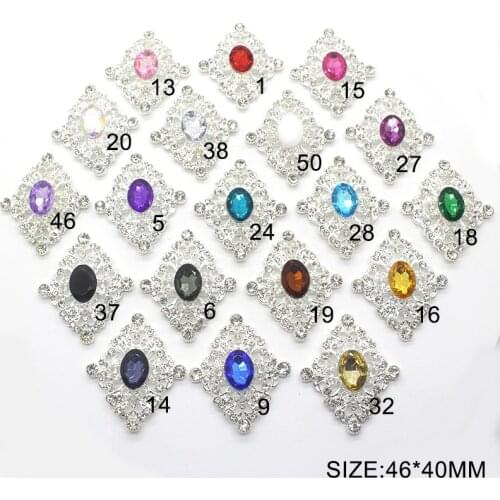 New Metal Alloy 10Pcs 40X46MM Acrylic Crystal Rhinestone Buttons DIY Handmade Clothing Sewing Button