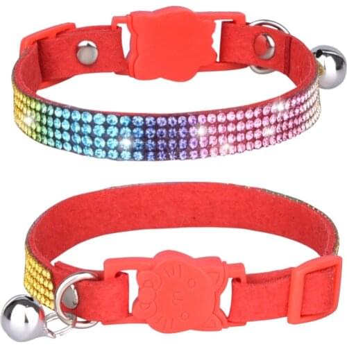 Kitten Puppy Collars Bling Rhinestone Dog Collar Necklace Soft Suede Leather Collar For Small Medium Dogs Chihuahua Yorkshire