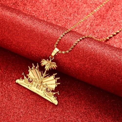 Haiti Pendant and Necklace for Women Girls Ayiti Jewelry Gold Color Jewelry Gifts of Haiti