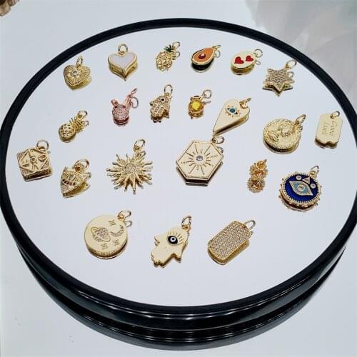 Luxury Heart Eye Star Charms for Jewelry Making Supplies Gold Angel Charm Evil Blue Eye Pendant Diy Charm Earrings Necklace