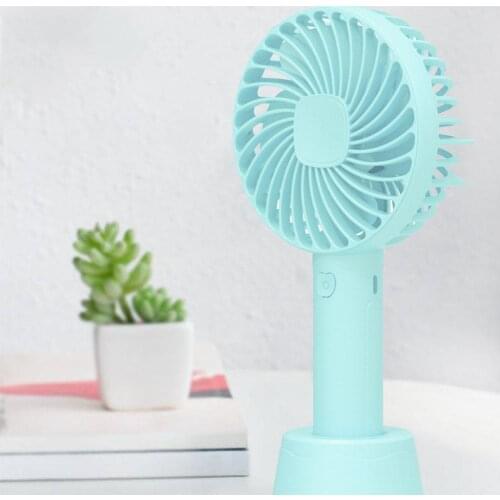Mini Handheld Fan Portable Usb Rechargeable Battery Cooling Desktop With Base Mobile Phone Bracket 3 Gears Wind Speed For Travel