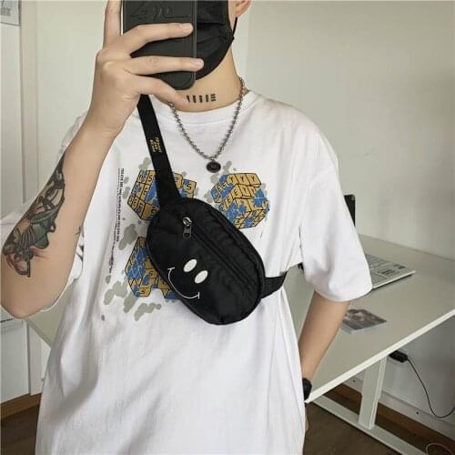 Street Style Waist Bag Unisex Sports Purse Phone Pouch Nylon Zipper Cartoon Crossbody Bag Travel Hip Belt Pack Men Chest Bags