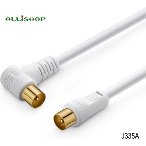 Right Angle TV 9.5mm Male to TV Male Coaxial Cable Flylead Aerial 90 Degree TV Plug to Plug RF RG6 Satellite Antenna Cable