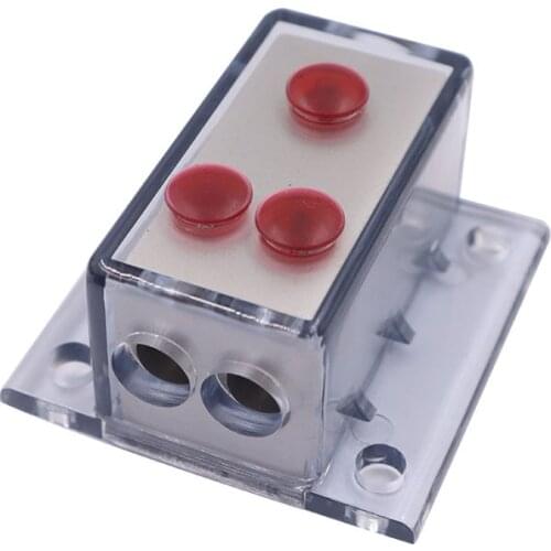 Car Audio Power Supply Distribution 1*4GA In 2*8GA Out Distribution Block Ground Box Junction Box High Temperature Resistance