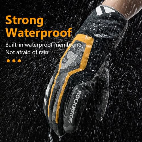 ROCKBROS Ultra Light Warm Cycling Gloves Winter Windproof Waterproof Motorcycle MTB Gloves Men TPU Touch Screen Electric Bicycle