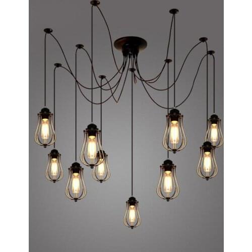 Warehouse rusitc Industrial lighting Bar iron pendant light up & down Suspension Luminaire cage Studio Store Restaurant lampe