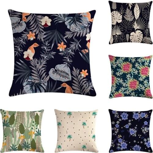 Modern Country Style Flower Leaves Linen Cotton Cushion Cover Decorative Sofa Car Chair Pillow Case Textile Lion ZY679