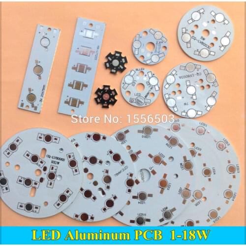 5 Pcs/lot LED High power PCB Board Plate Lamp Panel Aluminum Heat sink 1W 3W 5W 7W 9W 12W 15W 18W Round Rectangle LED Lamp Base