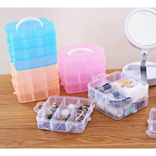 3 Layers 18 Compartments Clear Storage Box Container Jewelry Bead Organizer Case Plastic Empty Box Multifunction Tool Case