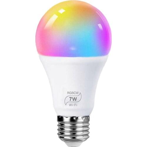 Dimmable Wifi Smart Light Bulb Lamp E27 7W 500LM 6500K RGB LED Light Bulb for Alexa Google Magic Home Kitchen