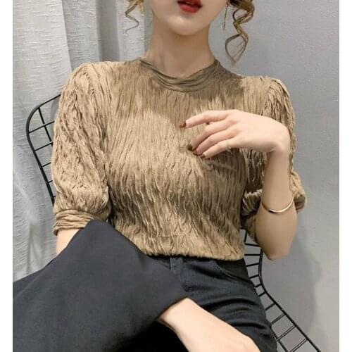 Summer T Shirt Women 2021 New Half Favors Render Of Seven Sleeve Sleeve Short Sleeve T-shirt Female Tee Tshirts SZH095932