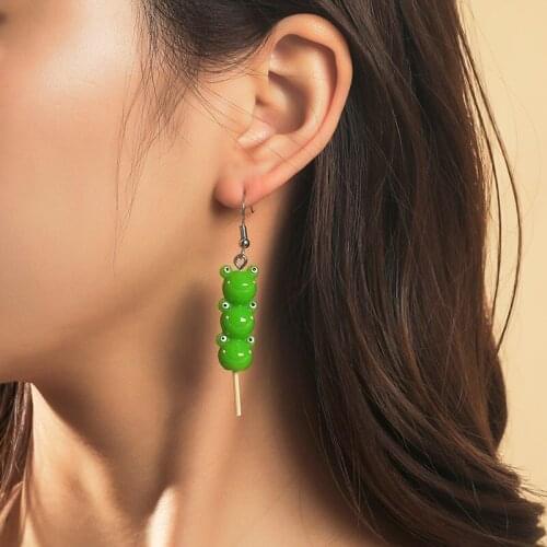 Trendy Ladies Cute Cartoons Animal Green Resin Frog Drop Earrings For Women Girls Frog Lollipop Dangle Earring Jewelry Gifts