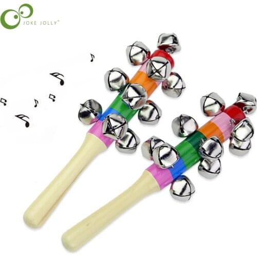 1pc Colorful Wooden Rattle Children Baby Puzzle Rainbow Handbells Color Cross Rattle Early Education Toys Safe Crisp Sound DDJ