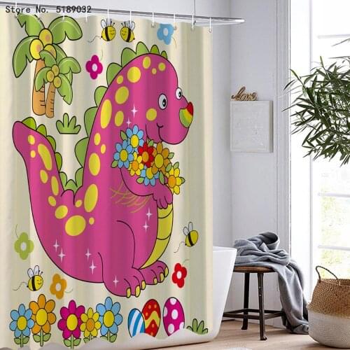 1pcs Waterproof Shower Curtain Cartoon Bathroom Polyester Cloth 3d Print Animals Bath Screen Home Decor Washable Bath Curtain