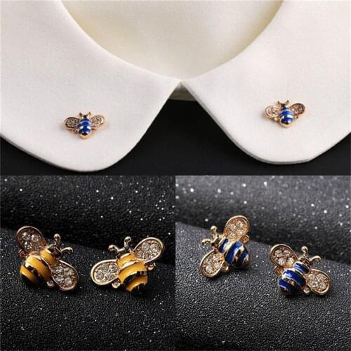 1 pc Cute Crystal Bee Brooches Pin Enamel Womens Jewelry Animal Collar Suit Clothing Decoration Accessories