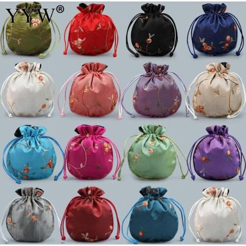 10PC/Lot 140x120mm Satin Drawstring Chinese Silk Brocade Pouches bag Damask Jewelry Packing Pouch Christmas Gift Bag embroidered