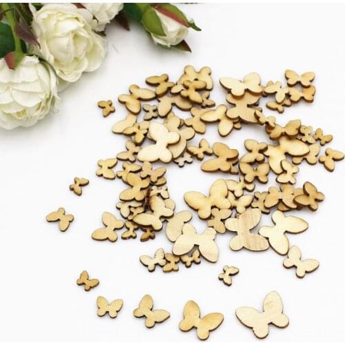 100/200 pcs/pack Mixed butterfly Wood Slices DIY Crafts Scrapbooking Home Decor Wooden Ornaments Handmade Accessory