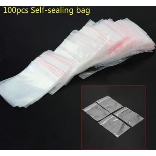 100pcs/Lot Clear Plastic Press Seal Resealable Small Cellophane Bags Zip Lock Poly Jewelry