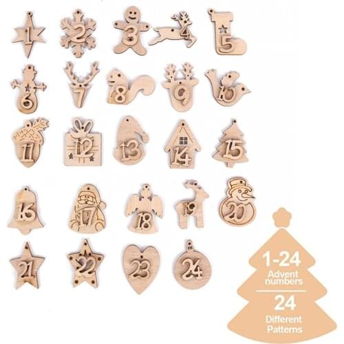 2020 Calendar Pendant Advent Calendar Numbers Wooden Number 1-24 Wooden Countdown Christmas Advent Calendar Label