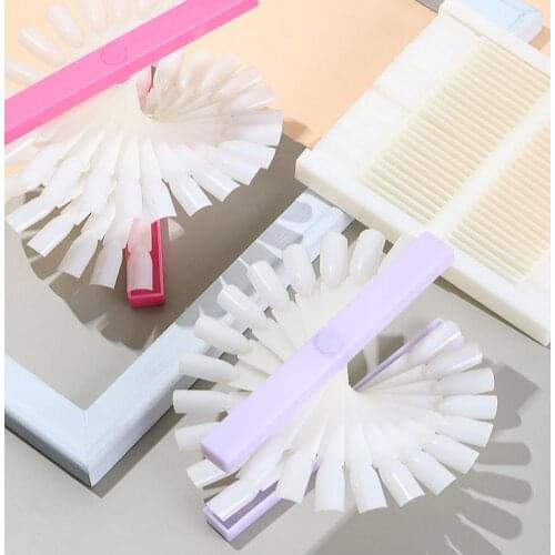 24pcs/36pcs/48pcs Nail Practice Tool Fan-shaped Spiral False Nail Tips Nail Gel Polish Color Card Display Stand Manicure Natural