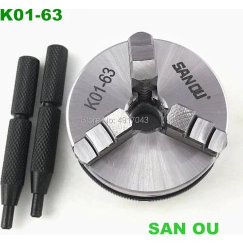SAN OU K01-63 63mm 3-jaw chuck 2.5 inch linkage,manual chuck threaded hole fou mini lathe woodworking, machine tool accessories
